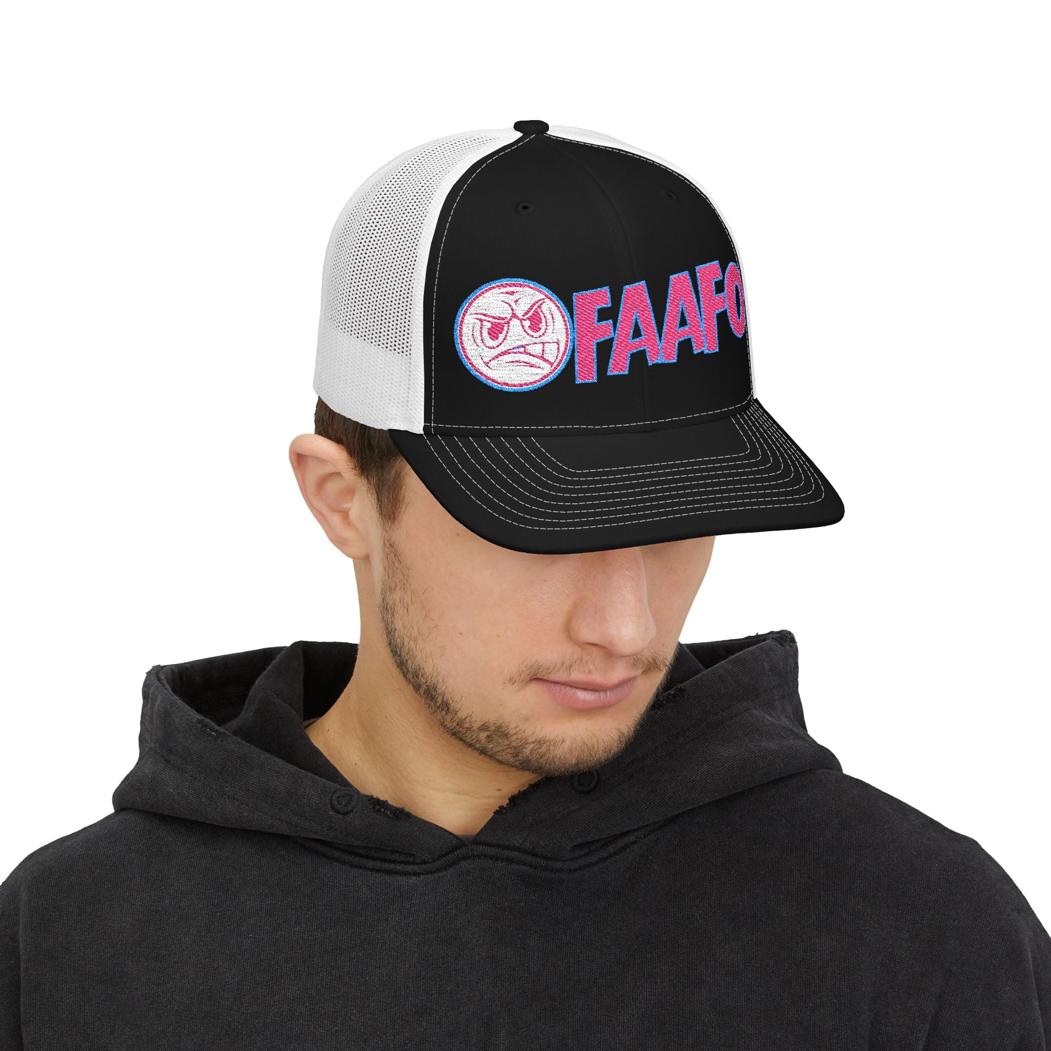 Mean Face FAAF0 Embroidered Snapback Trucker Cap