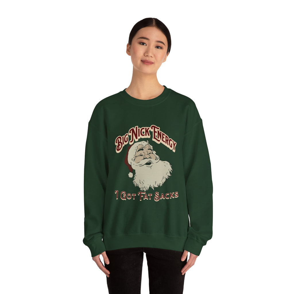 “Big Nick Energy: I Got Fat Sacks” Retro Santa Holiday Sweater