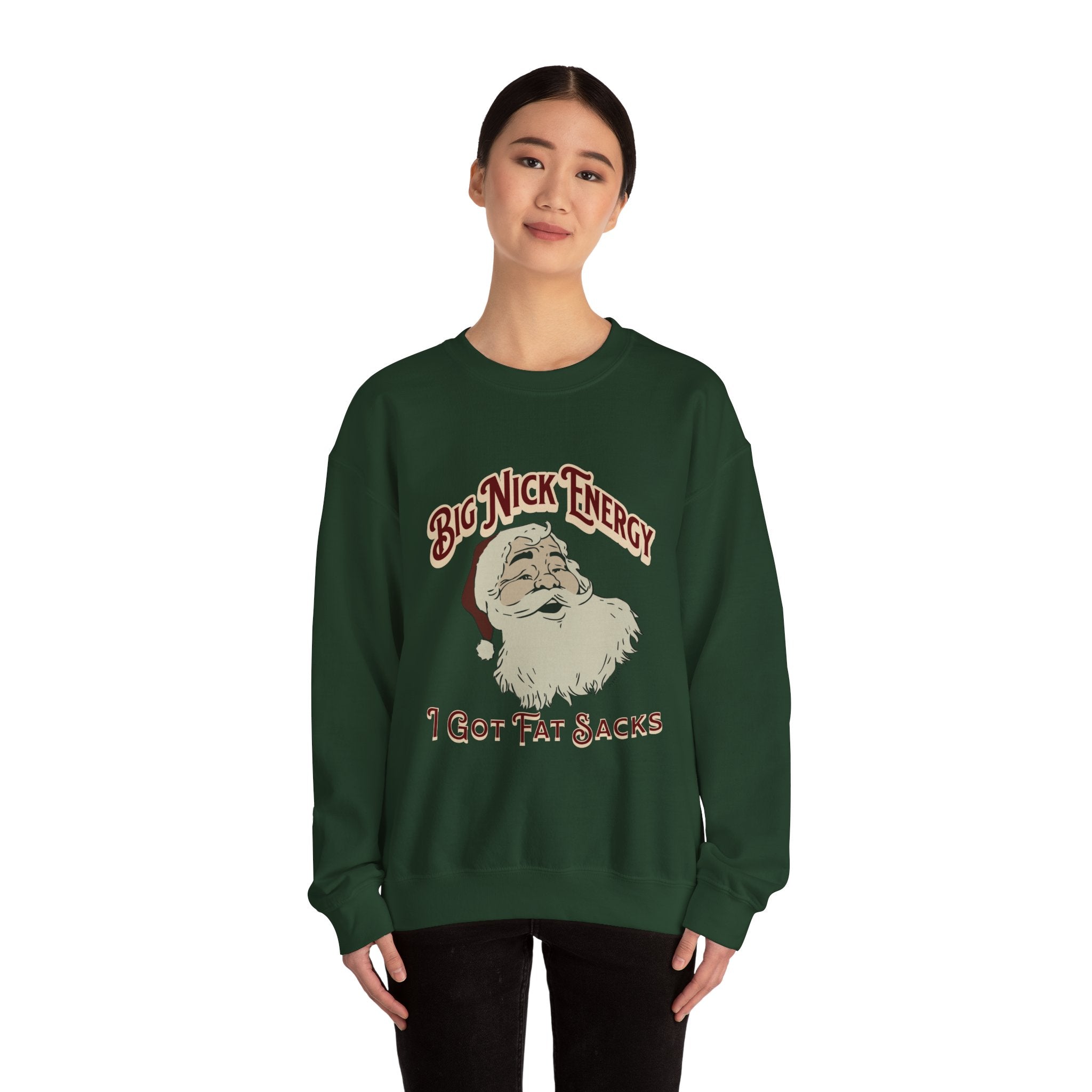 “Big Nick Energy: I Got Fat Sacks” Retro Santa Holiday Sweater
