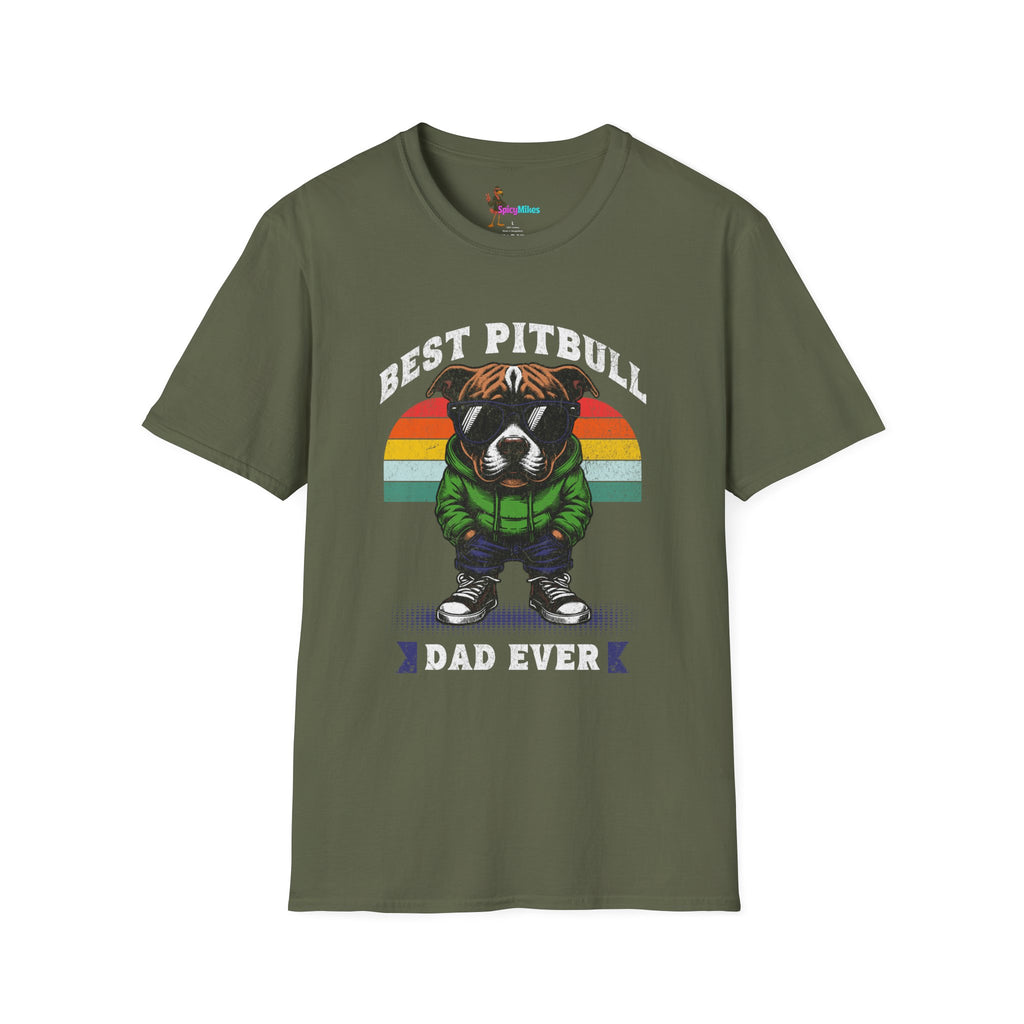 Best Pitbull Dad Ever T-Shirt — Vintage Rainbow Pit Bull Father’s Day Tee