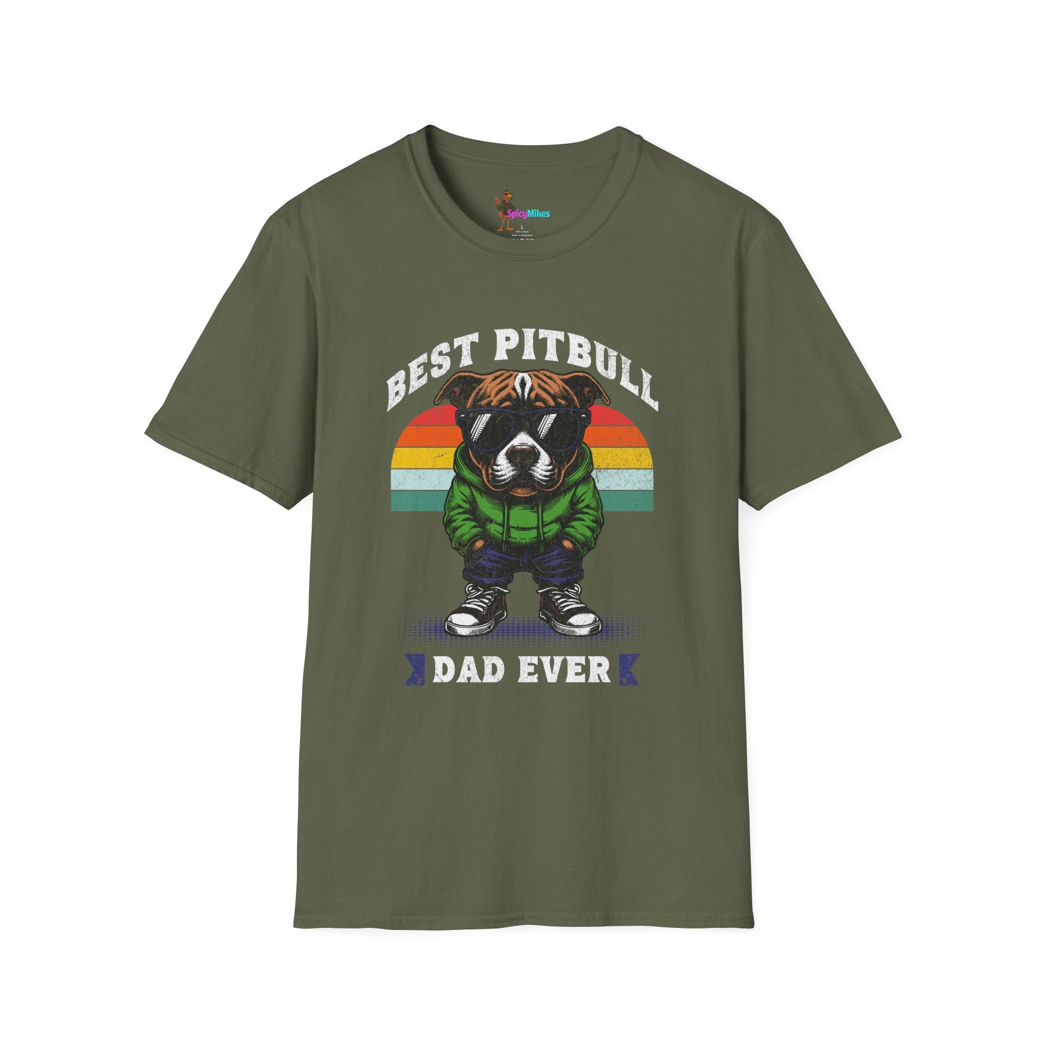 Best Pitbull Dad Ever T-Shirt — Vintage Rainbow Pit Bull Father’s Day Tee