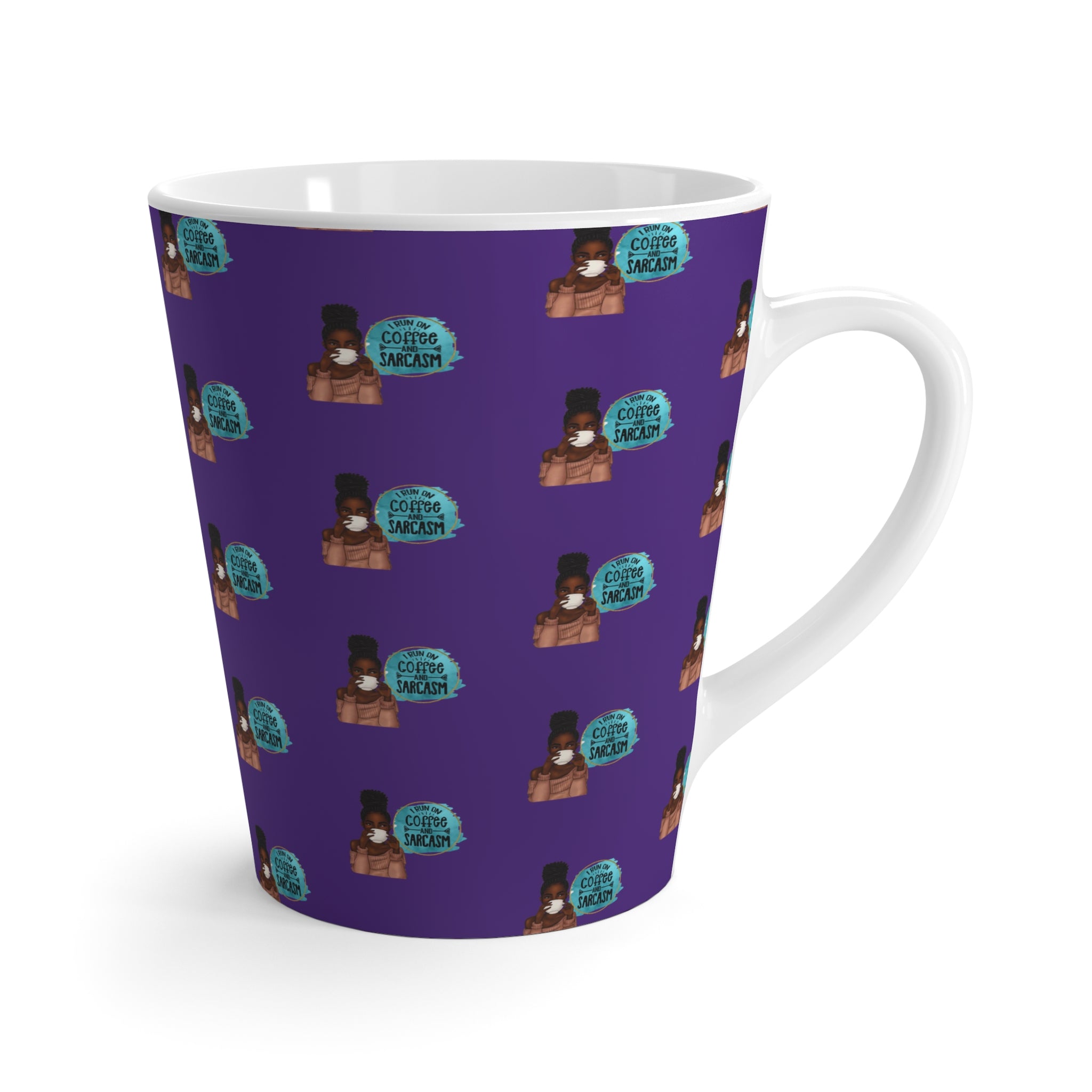 Melanin Magic Purple Patterned Coffee & Sarcasm Latte Mug