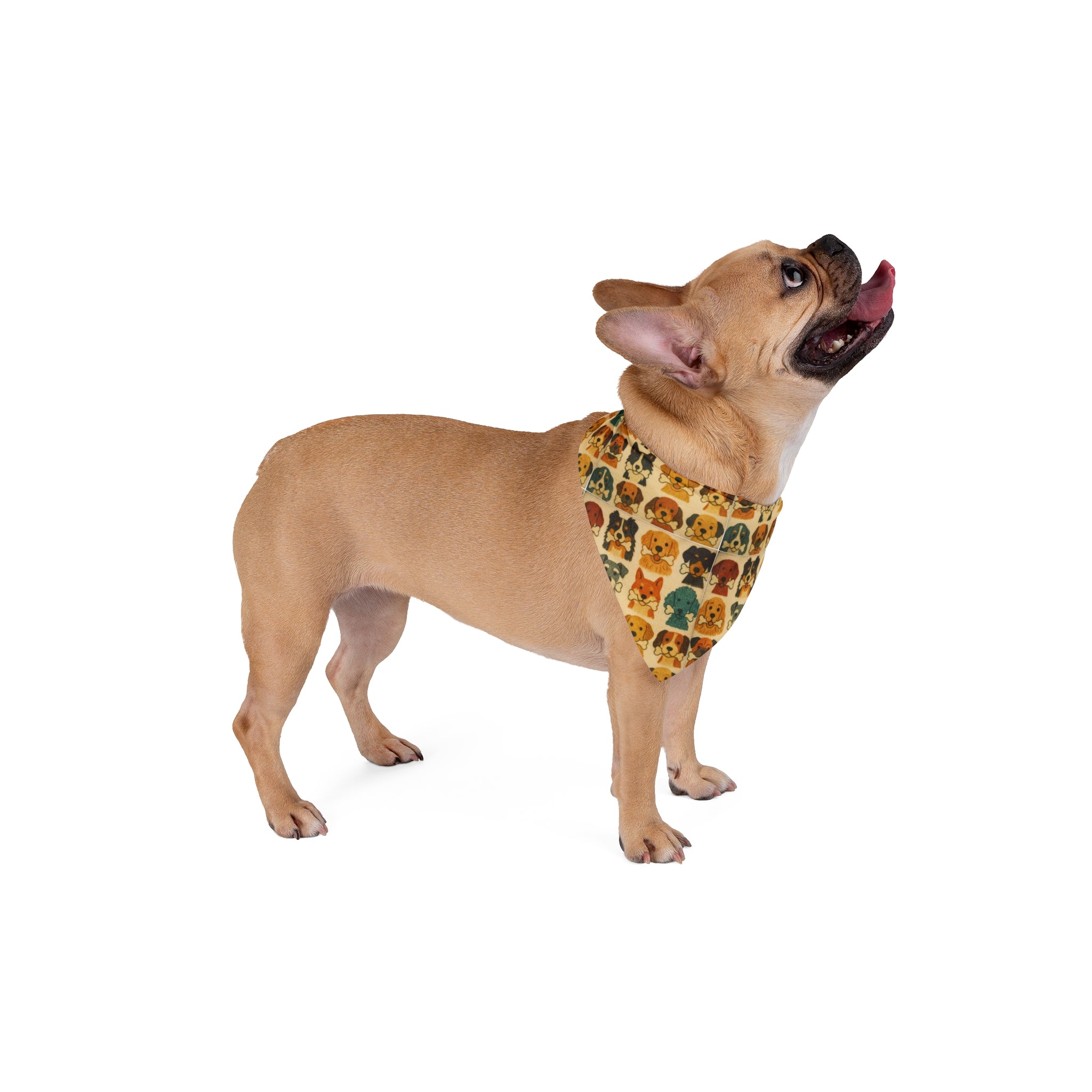Retro Dog Faces Pet Tie Bandana | Cute Puppy Pattern Neck Scarf
