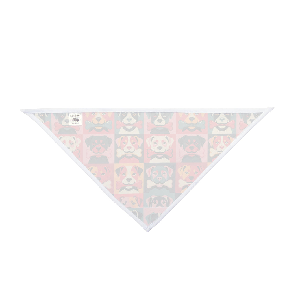 Colorful Pop Art Dog Faces Pet Bandana — Retro Puppy Pattern Accessory