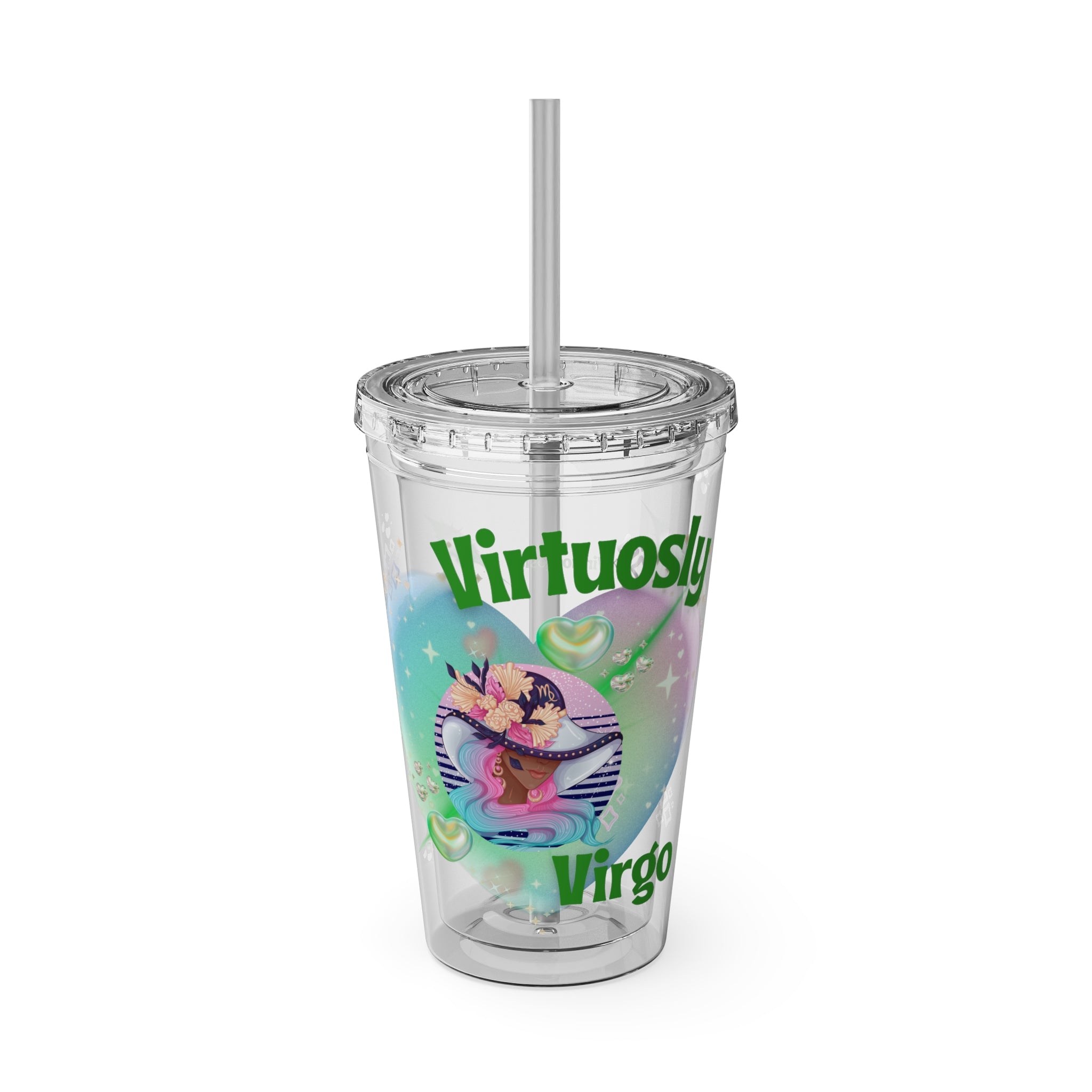 Virtuosly Virgo Zodiac Sunsplash Tumbler with Straw 16oz