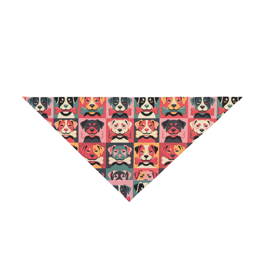 Colorful Pop Art Dog Faces Pet Bandana — Retro Puppy Pattern Accessory