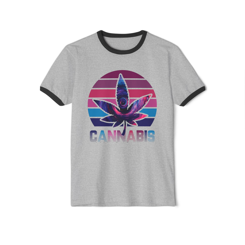 Cannabis Retro Leaf Ringer T-Shirt