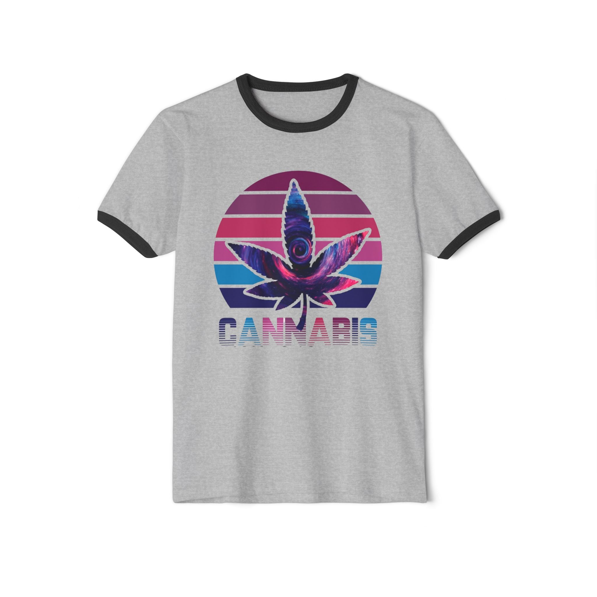Cannabis Retro Leaf Ringer T-Shirt