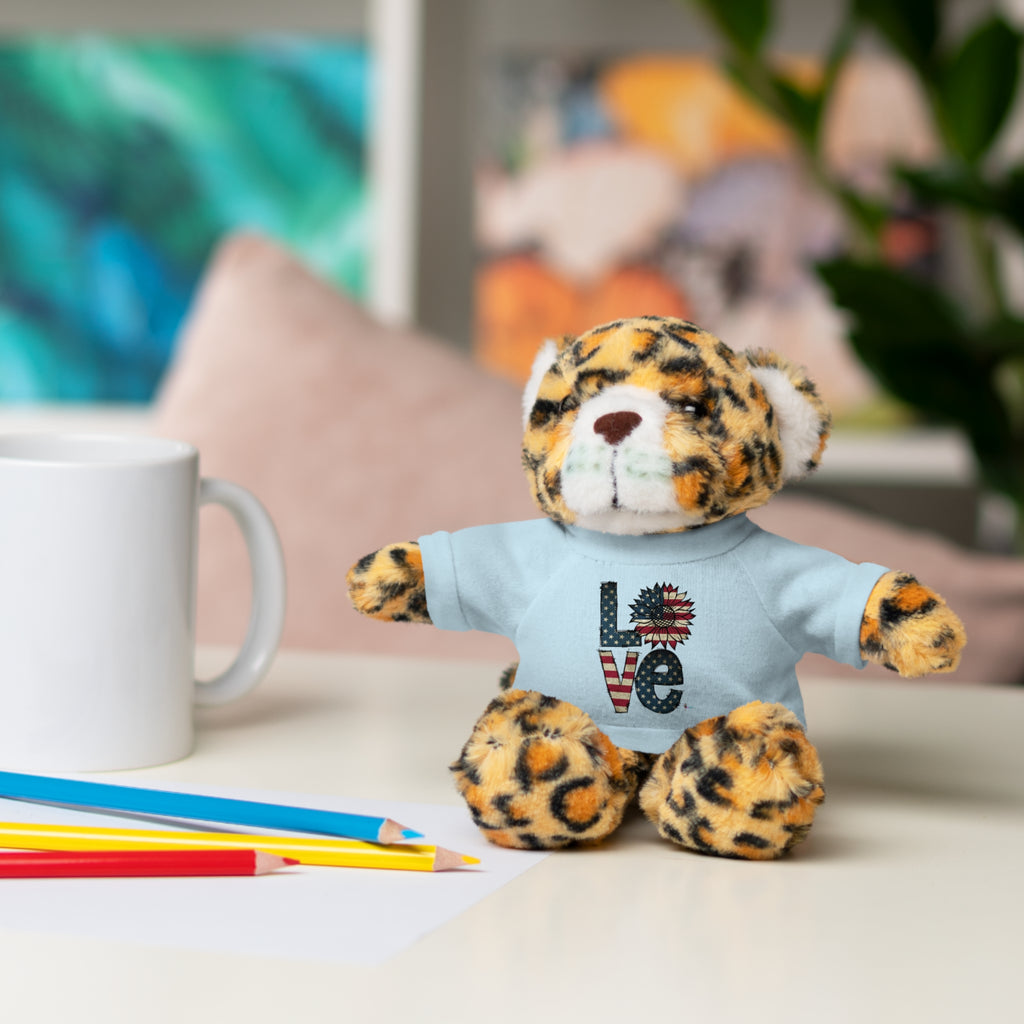 Patriotic 'LOVE' Plush Bear with Tee — Cute Stuffed Animal Gift