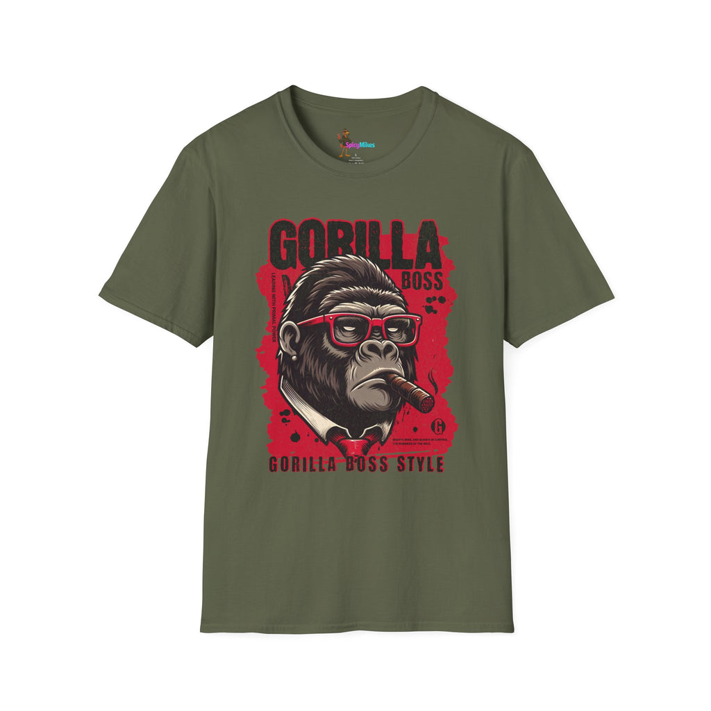 Gorilla Boss Style T-Shirt — Retro Ape with Sunglasses & Cigar Graphic