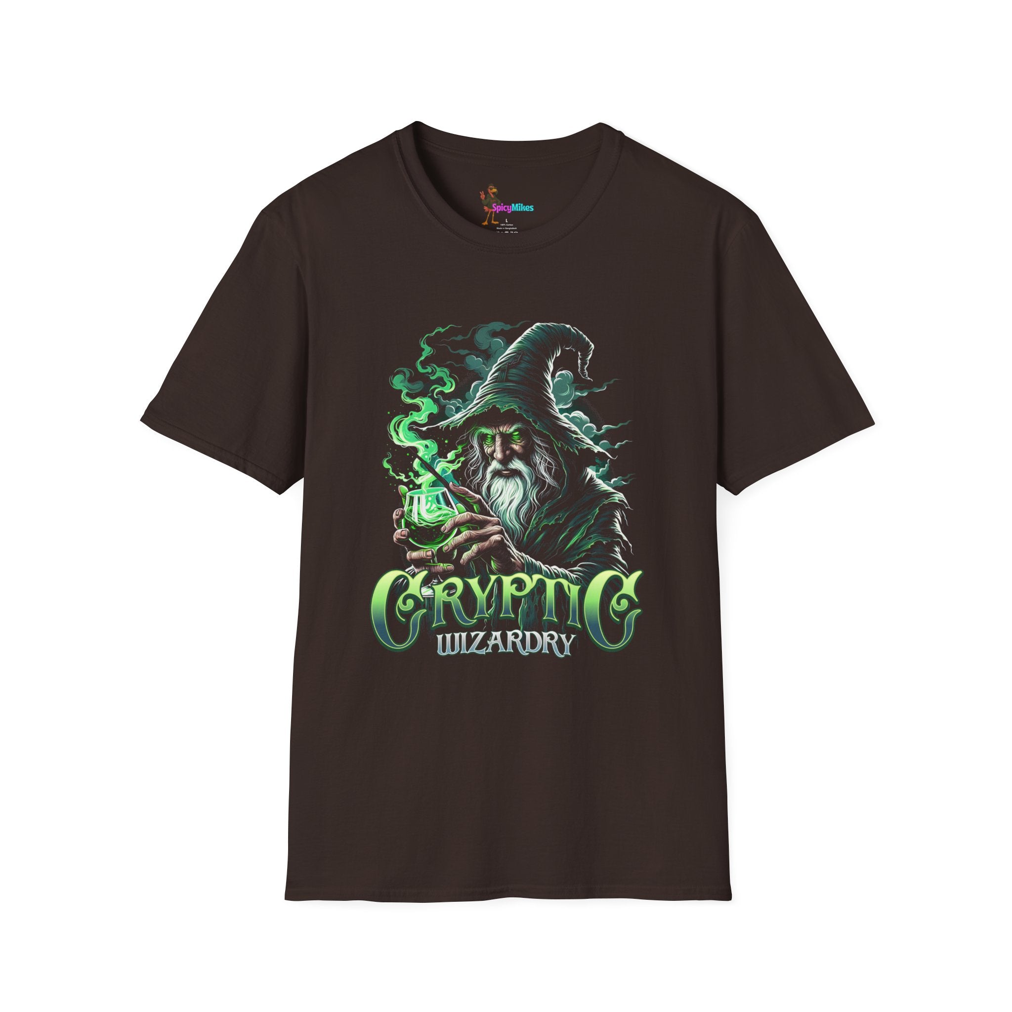 Cryptic Wizardry T-Shirt — Green Mystic Wizard Graphic Tee