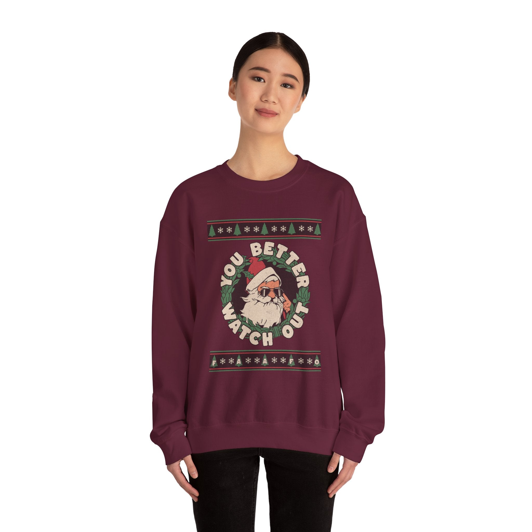 'You Better Watch Out' Santa Christmas Sweater Design
