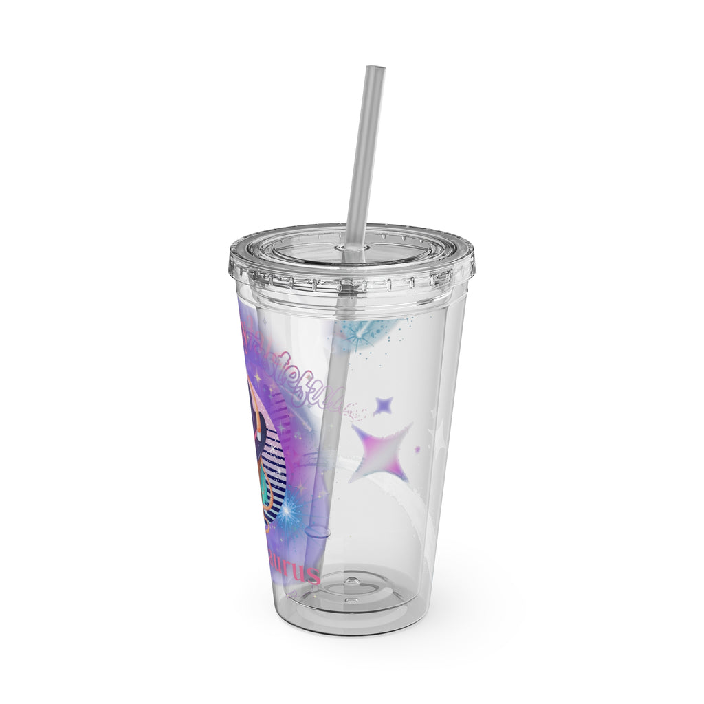 Tastefully Taurus Sunsplash Tumbler with Straw 16oz