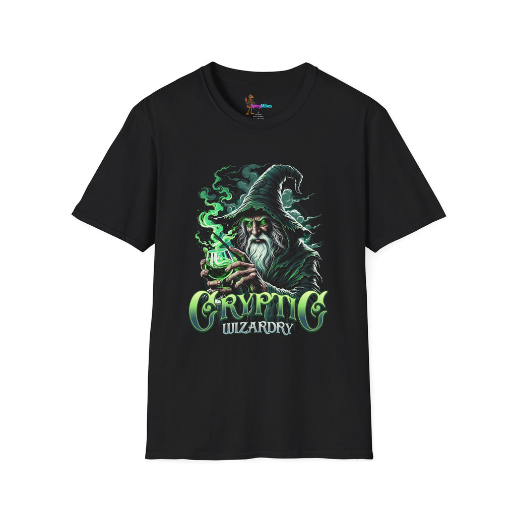 Cryptic Wizardry T-Shirt — Green Mystic Wizard Graphic Tee