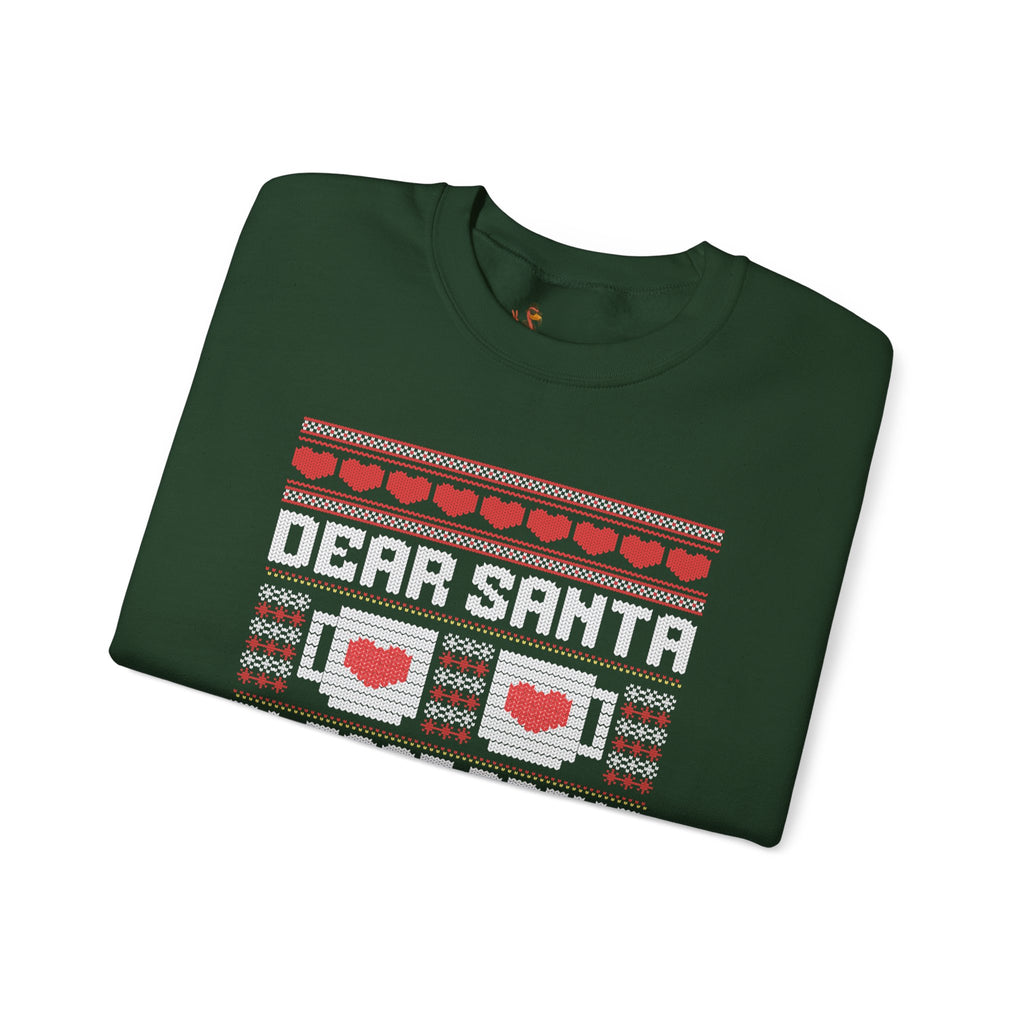 Dear Santa Please Bring Coffee Sweatshirt — Funny Christmas Coffee Crewneck