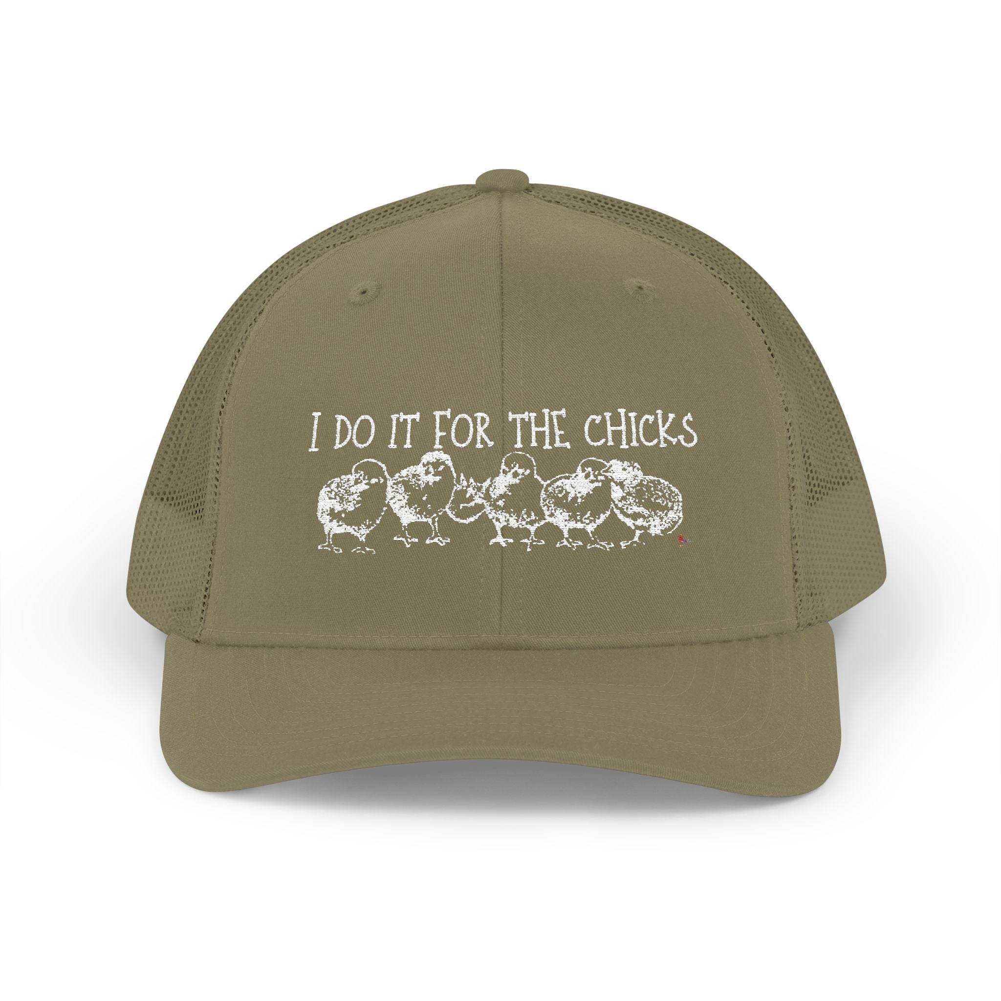 "I Do It For The Chicks" Embroidered Mesh Snapback Trucker Cap