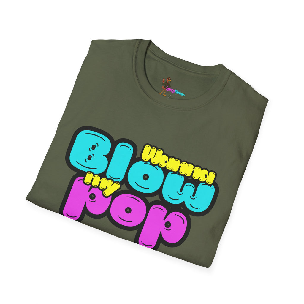 “Wanna Blow My Pop” Retro Bubble Text T-Shirt
