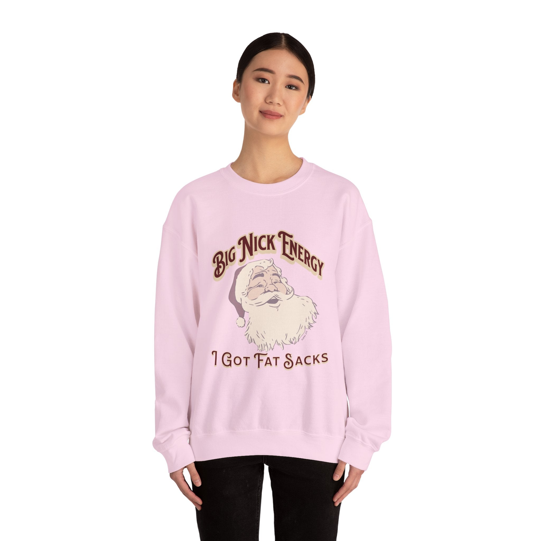 “Big Nick Energy: I Got Fat Sacks” Retro Santa Holiday Sweater