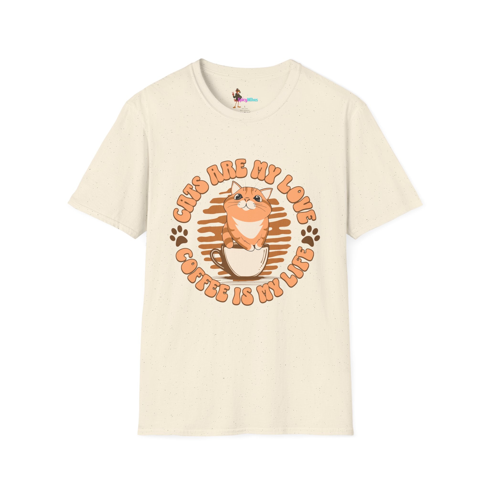 Cats Are My Love, Coffee Is My Life T-Shirt — Cute Orange Cat Coffee Tee