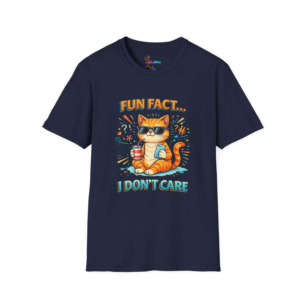 Fun Fact I Don't Care Cat T-Shirt Graphic Tee