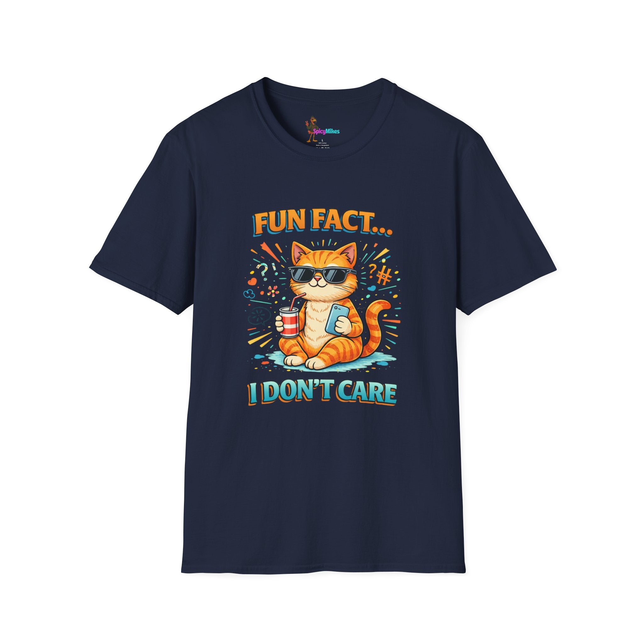 Fun Fact I Don't Care Cat T-Shirt Graphic Tee