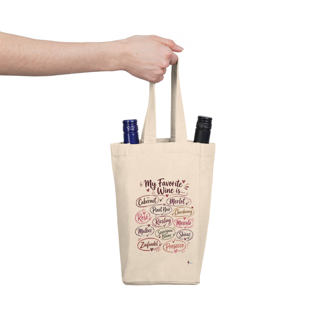 "My Favorite Wine Is" Two-Bottle Canvas Wine Carrier Double Wine Tote Bag –