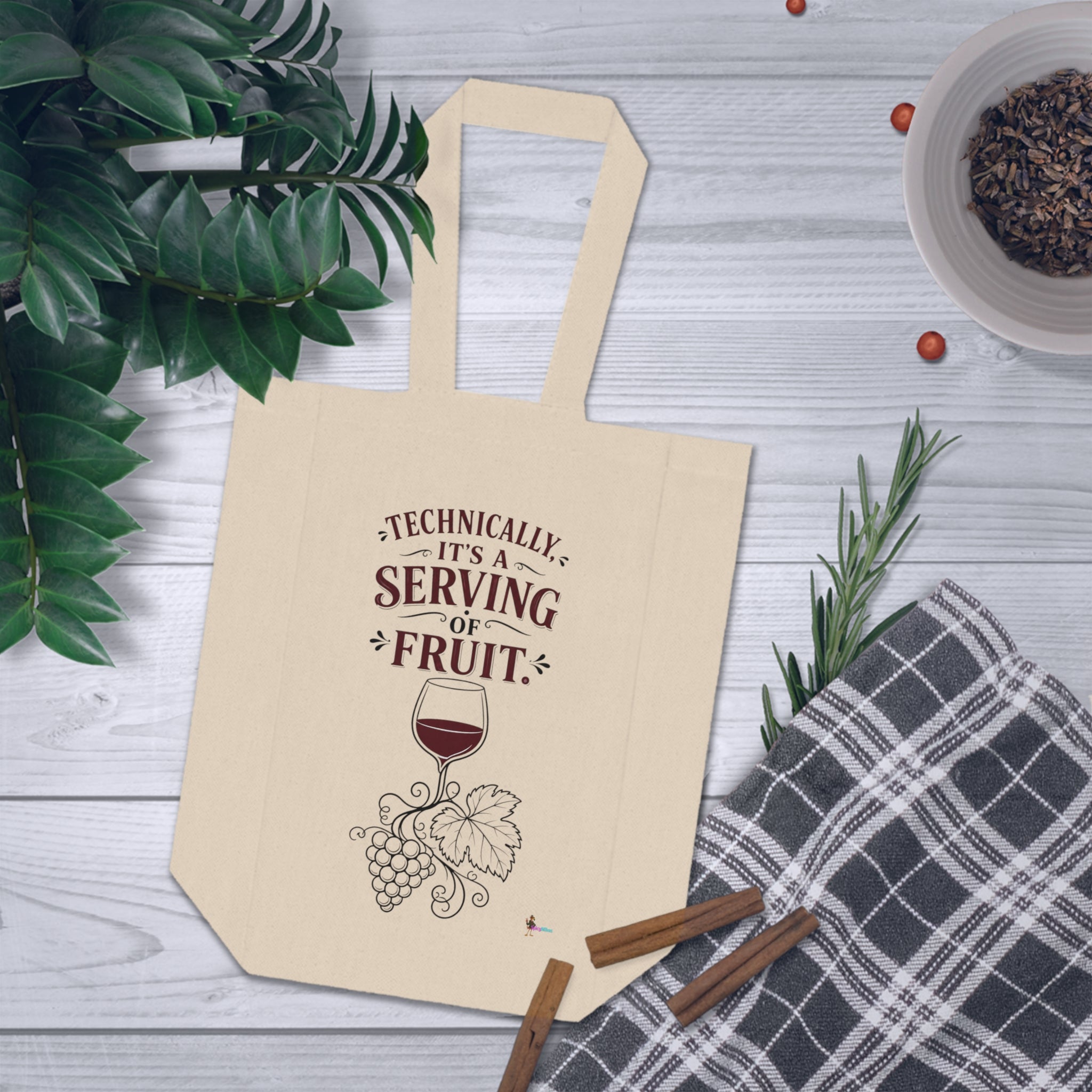 Double Wine Tote – "Technically It’s a Serving of Fruit" Reusable Wine Bottle Carrier