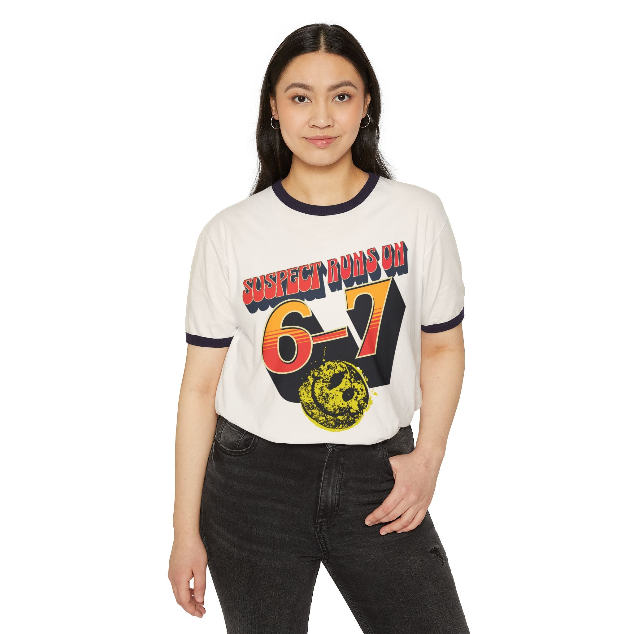 Suspect Runs On 6-7 Smiles Ringer T-Shirt