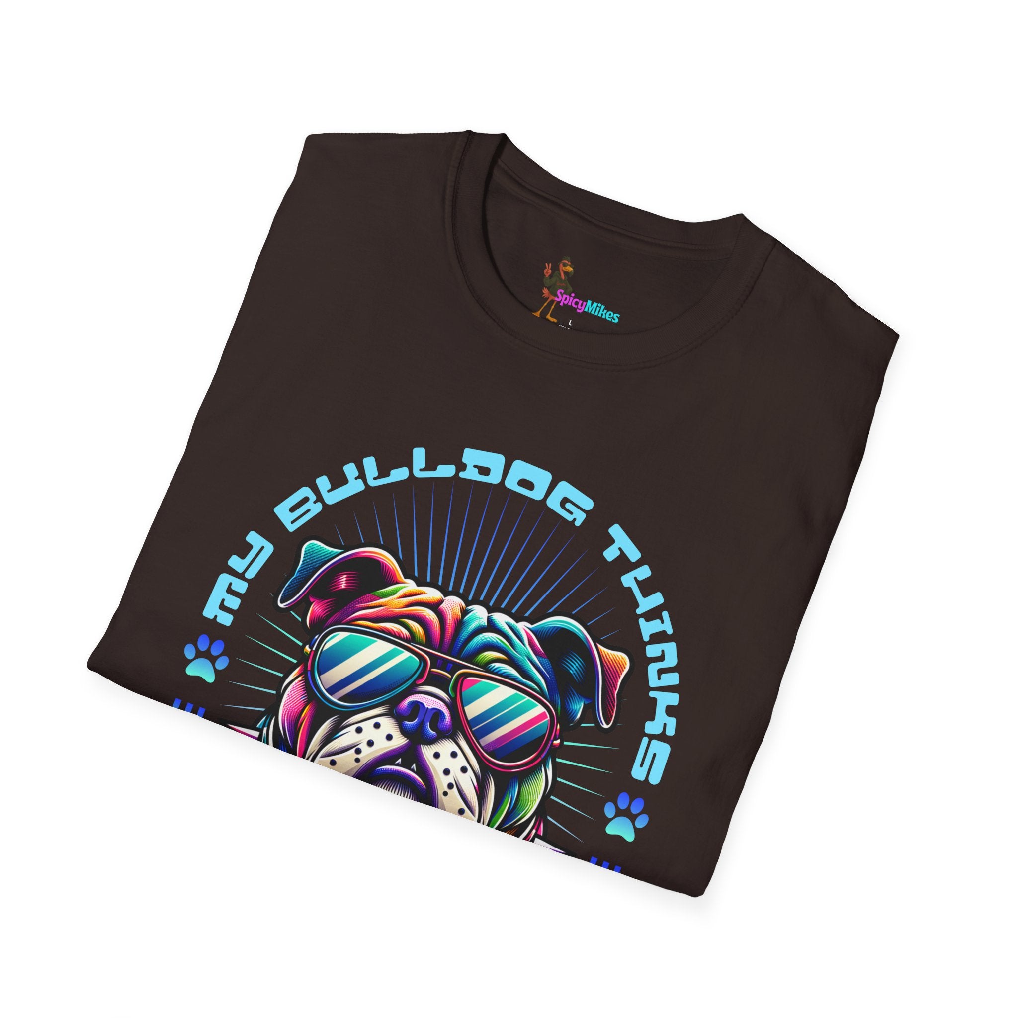 "My Bulldog Thinks I'm Cool"  Vintage Neon T-Shirt