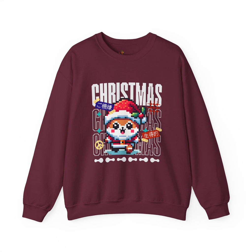 Christmas Pixel Shiba Inu Crewneck Ugly Sweatshirt
