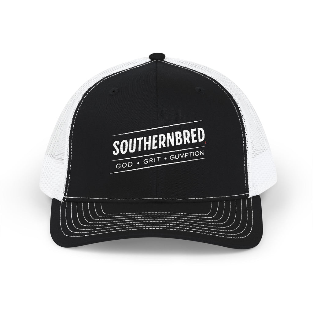 Southernbred God, Grit, & Gumption Embroidered Trucker Snapback Mesh Cap