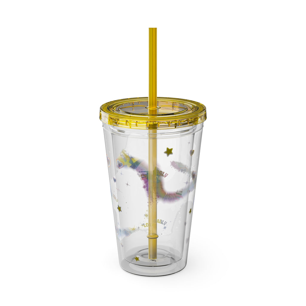Lovably Leo Zodiac Sunsplash Tumbler with Straw 16oz