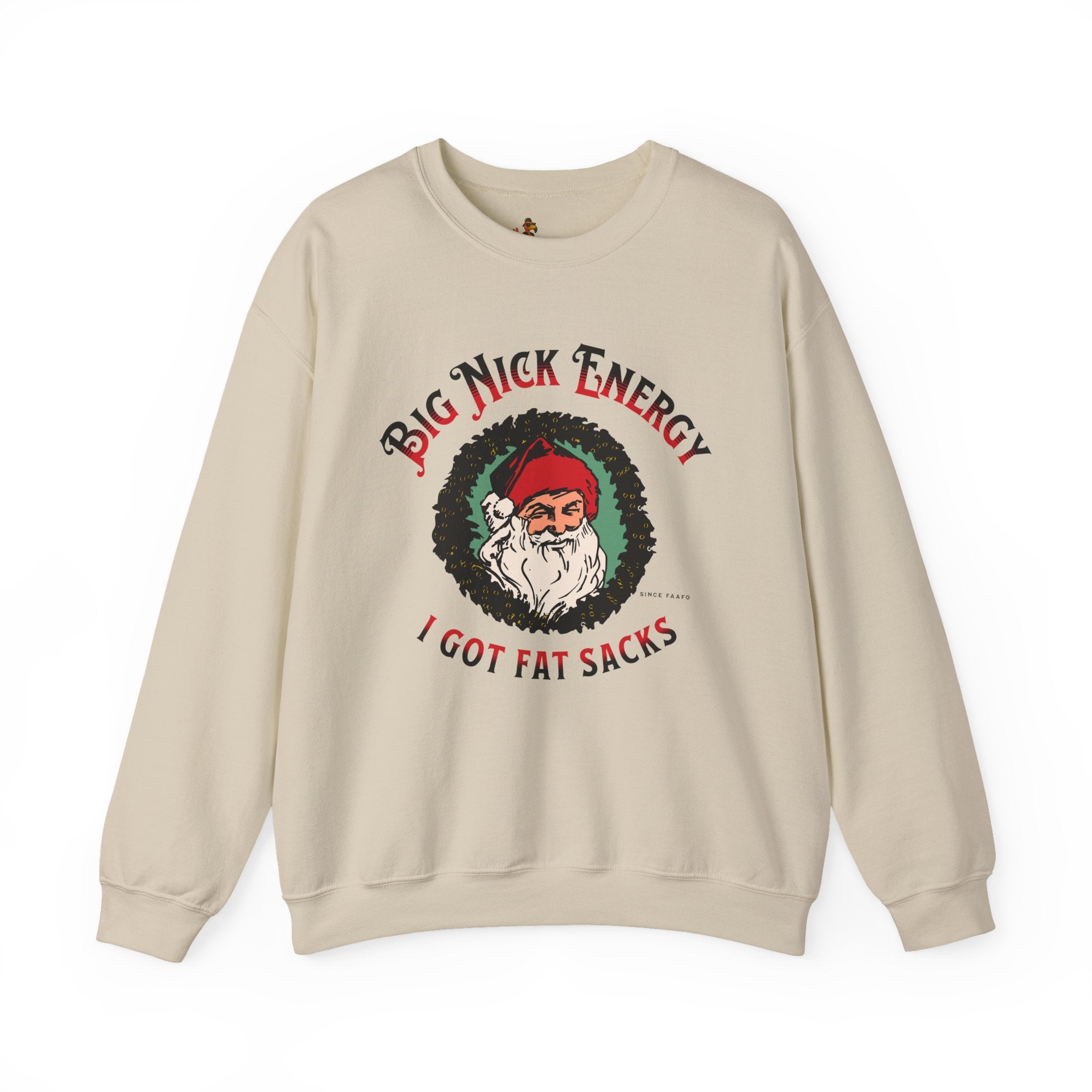 Big Nick Energy Wreath 'I Got Fat Sacks' Vintage Santa Christmas Crewneck