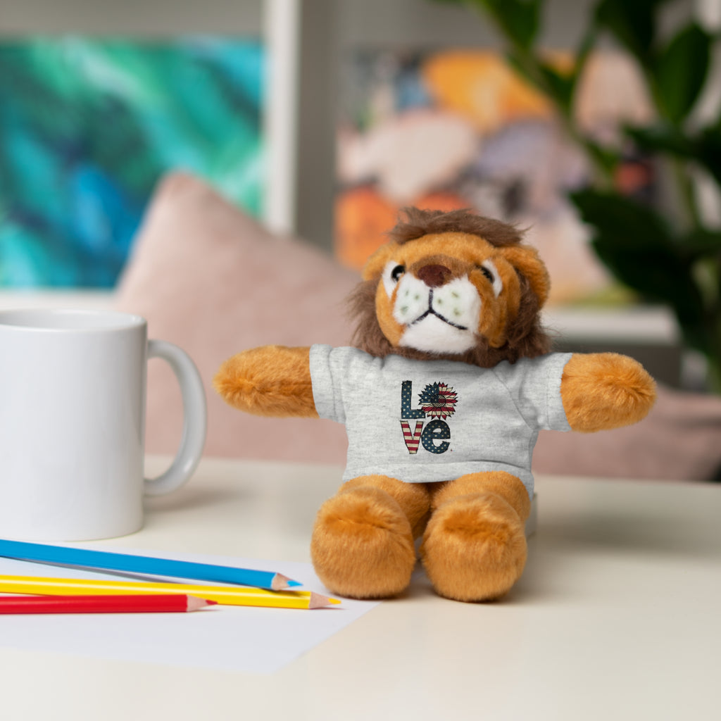 Patriotic 'LOVE' Plush Bear with Tee — Cute Stuffed Animal Gift