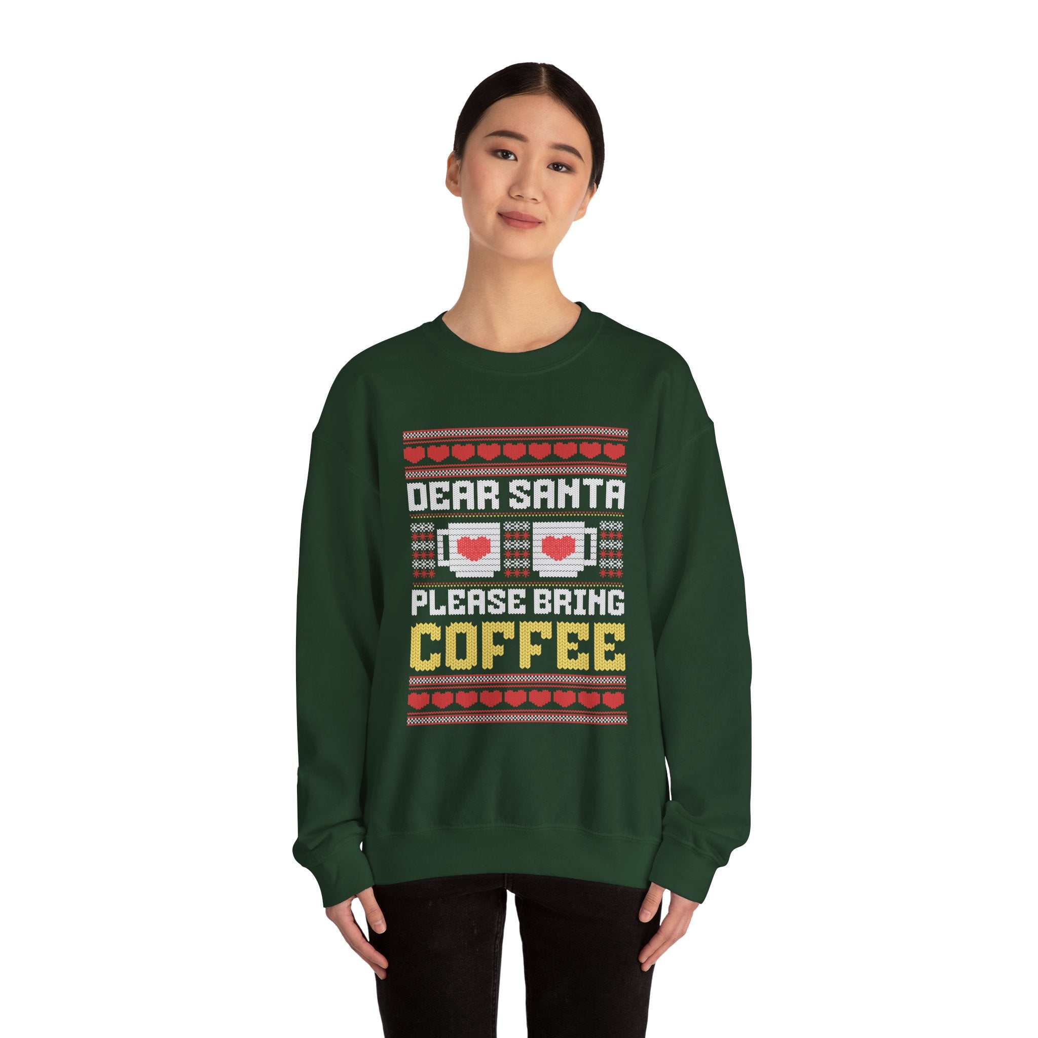 Dear Santa Please Bring Coffee Sweatshirt — Funny Christmas Coffee Crewneck