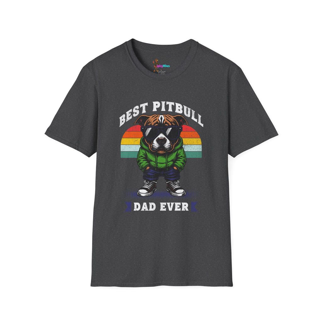 Best Pitbull Dad Ever T-Shirt — Vintage Rainbow Pit Bull Father’s Day Tee