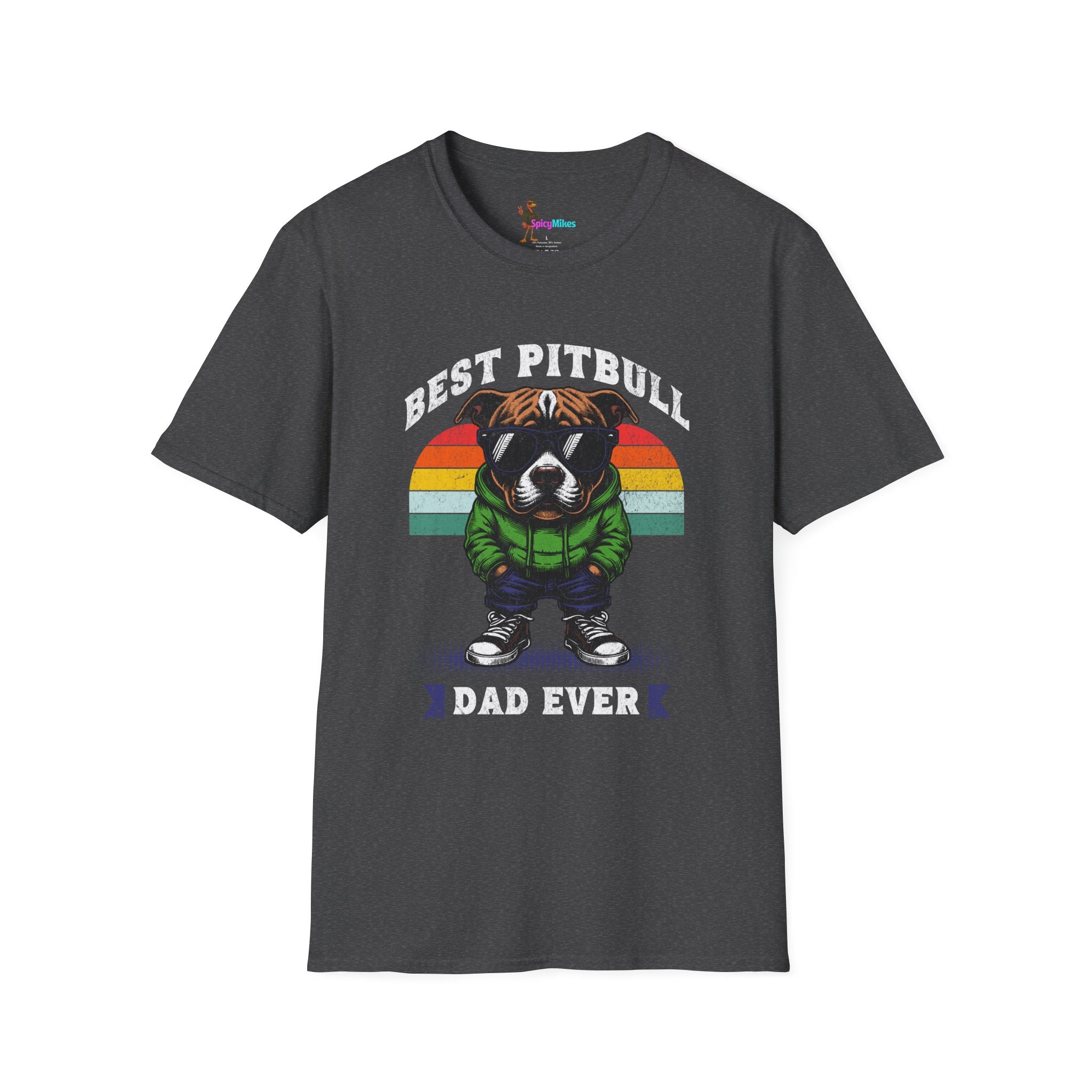 Best Pitbull Dad Ever T-Shirt — Vintage Rainbow Pit Bull Father’s Day Tee