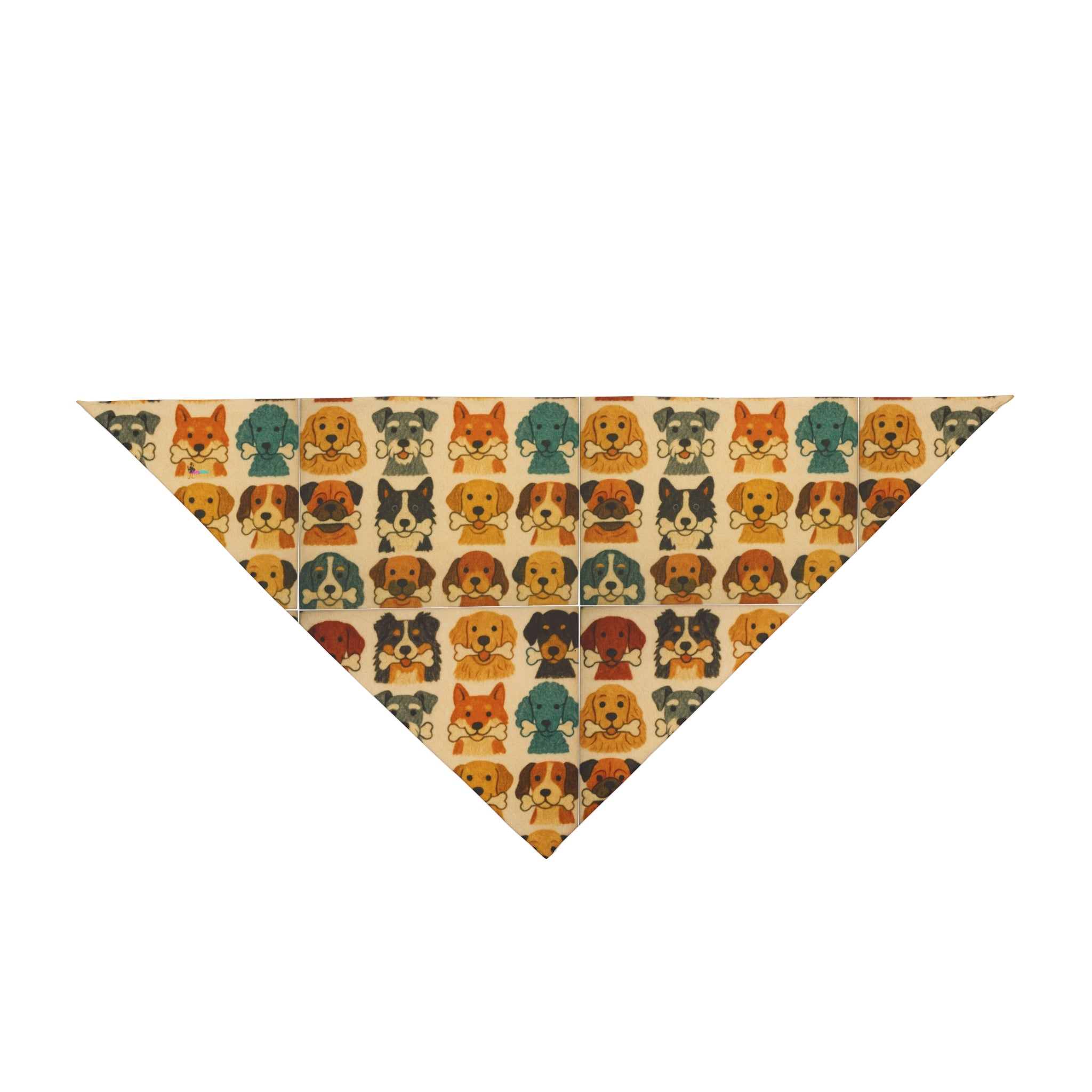 Retro Dog Faces Pet Tie Bandana | Cute Puppy Pattern Neck Scarf