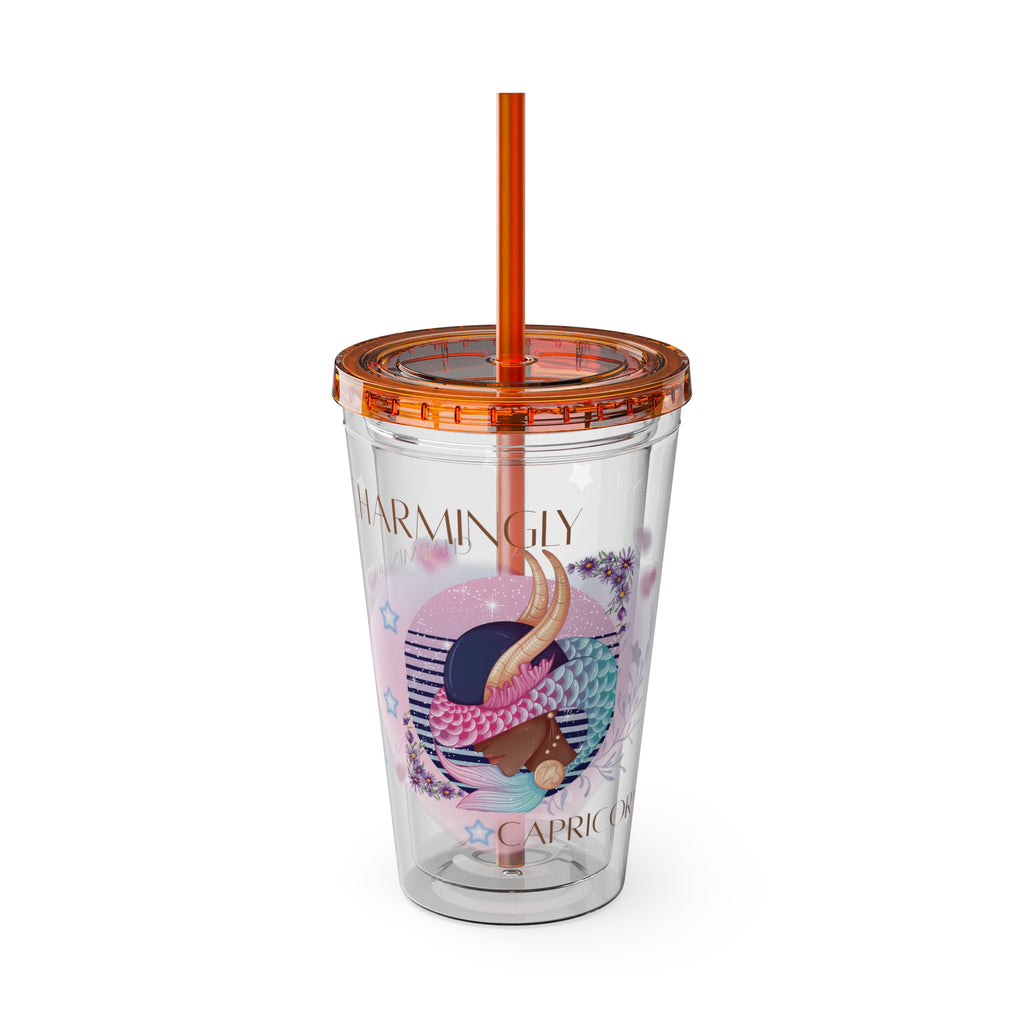 Charmingly Capricorn Zodiac Sunsplash Tumbler with Straw, 16oz