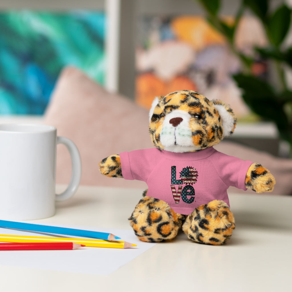Patriotic 'LOVE' Plush Bear with Tee — Cute Stuffed Animal Gift