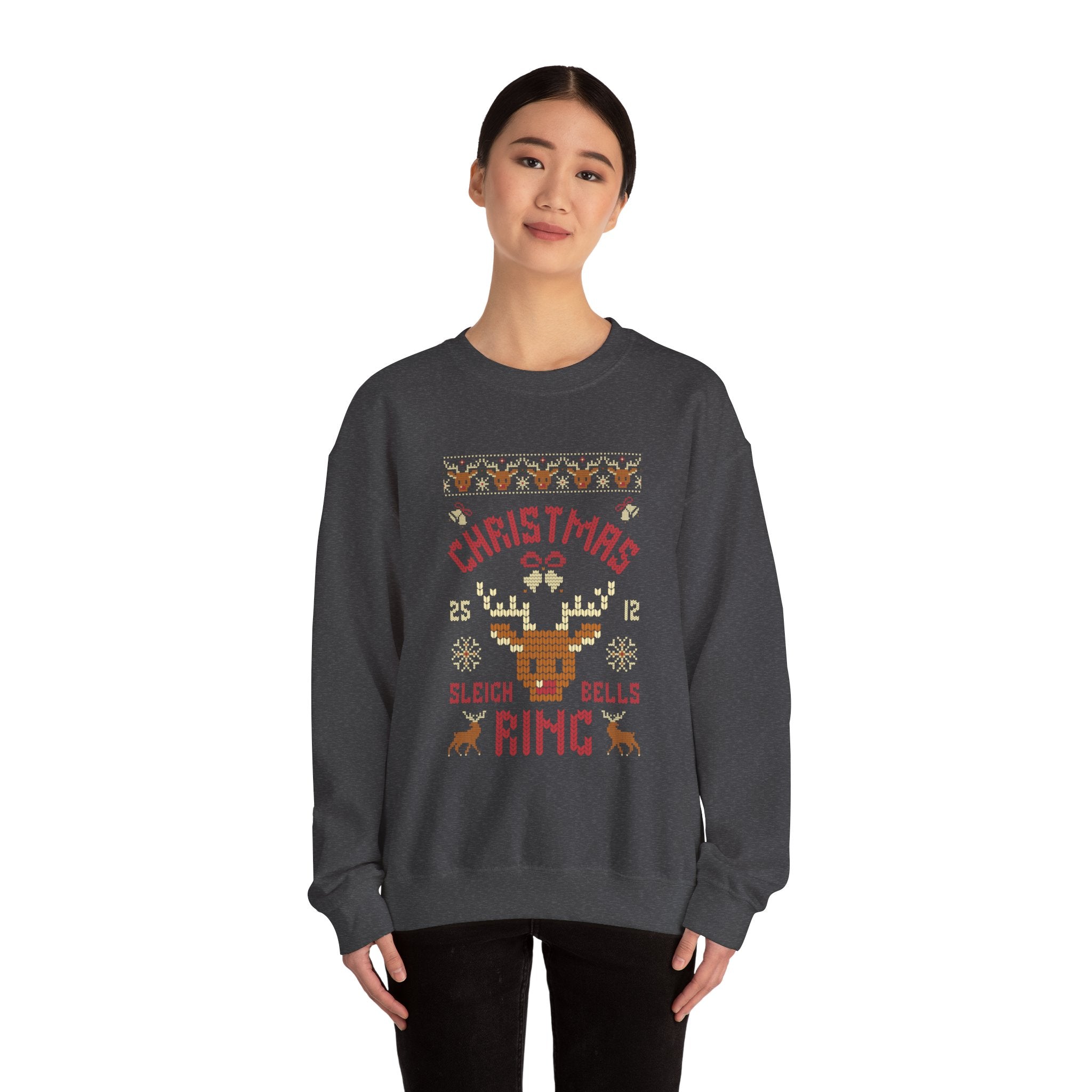 Christmas Sleigh Bells Ring  Retro Reindeer Ugly Sweater Design