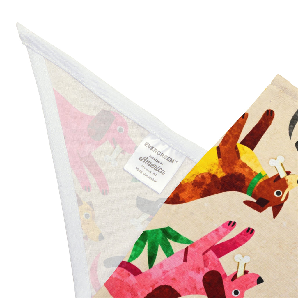 Long Dog In The Grass Patterned Pet Bandana — Colorful Running Dogs Print for Small & Large Pets