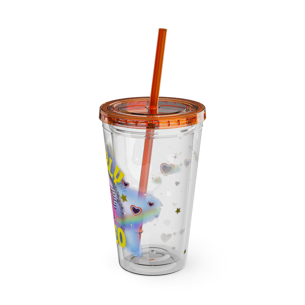 Lovably Leo Zodiac Sunsplash Tumbler with Straw 16oz