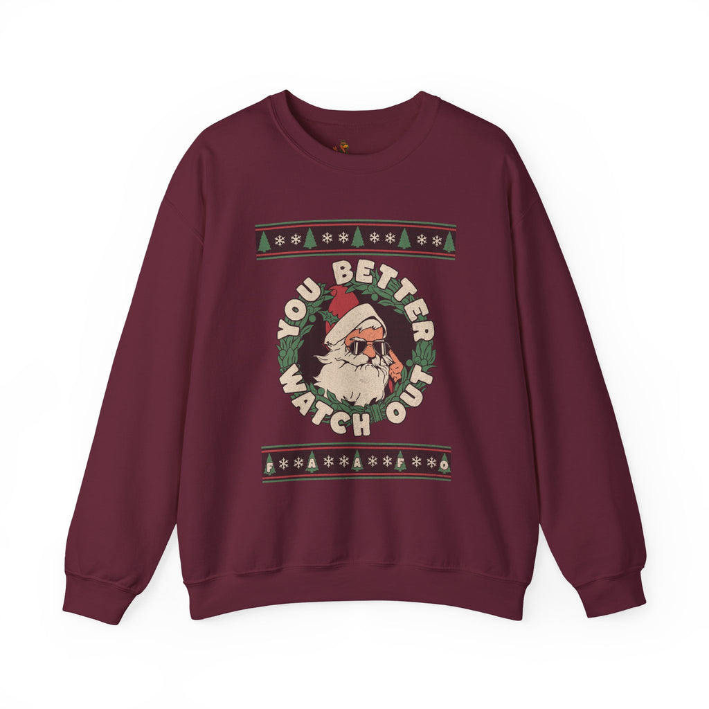 'You Better Watch Out' Santa Christmas Sweater Design