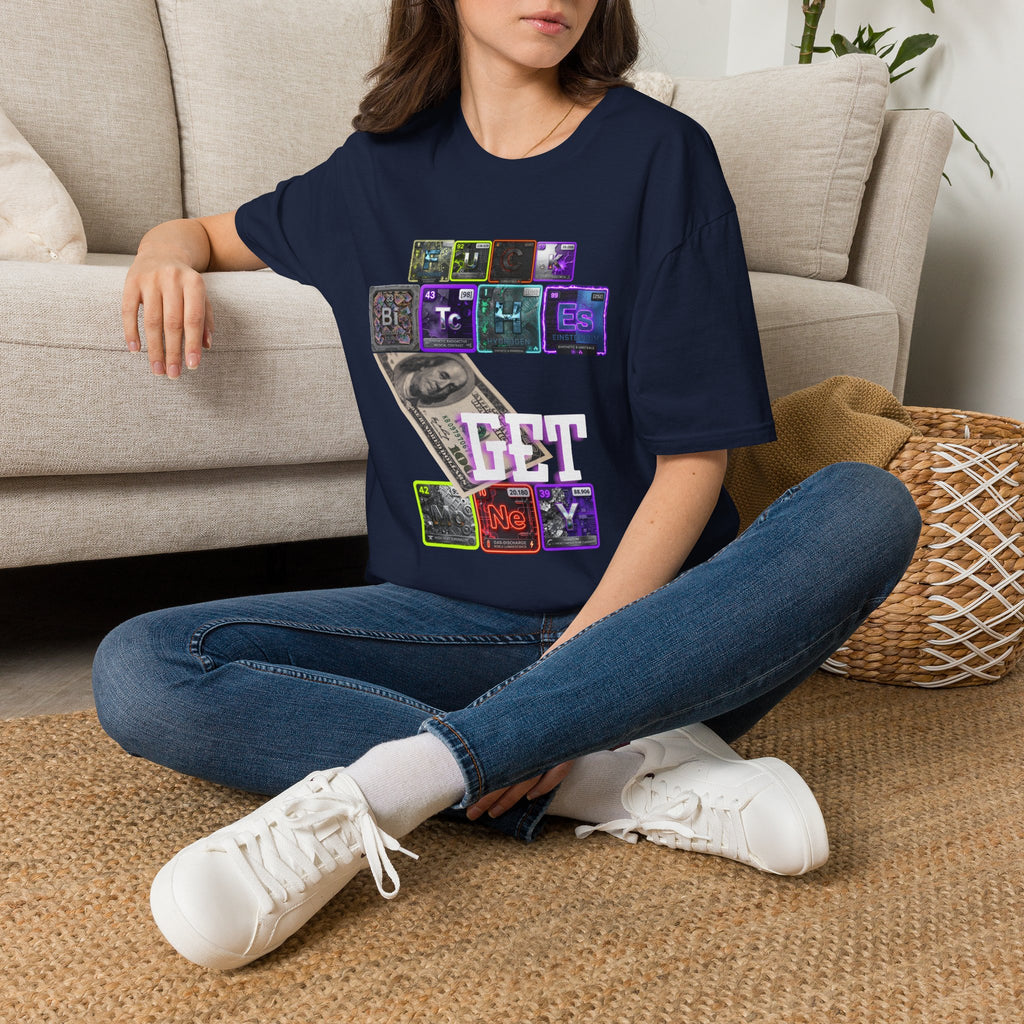Get Money 100 dollar bill Tee — Retro Neon Periodic Table Design