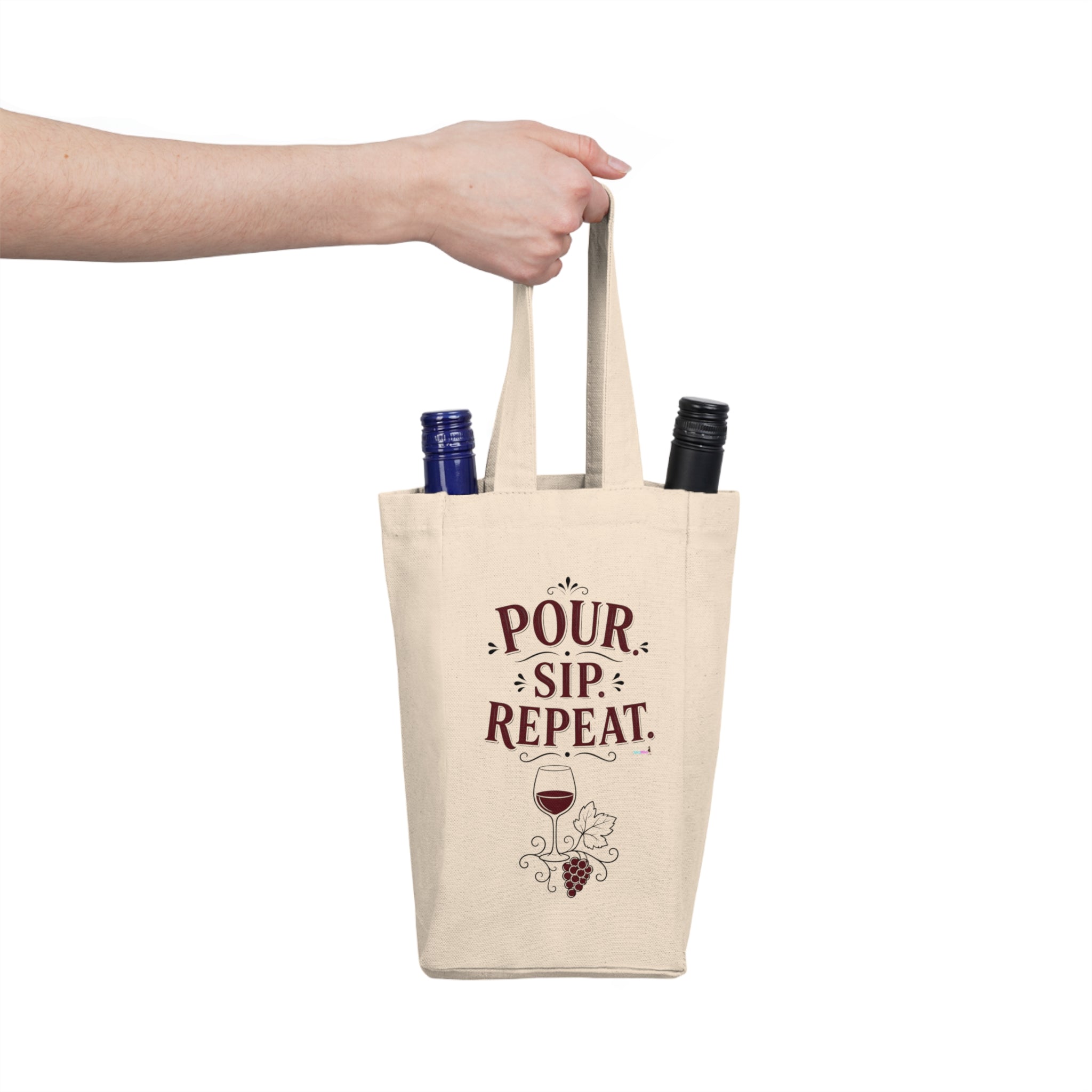 'Pour Sip Repeat' Double Bottle Carrier Wine Tote —