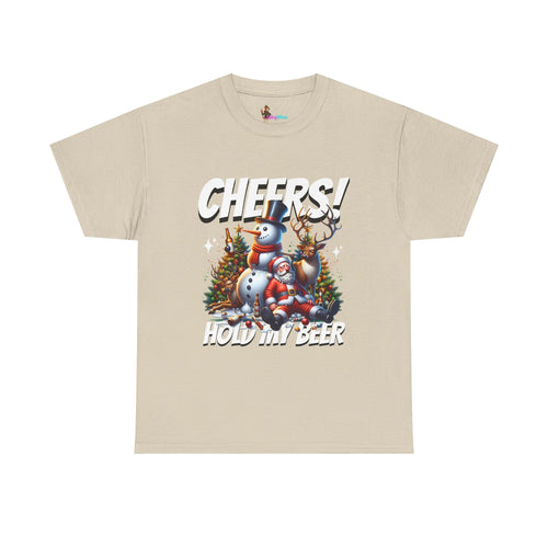 "Cheers! Hold My Drink" Holiday Snowman Christmas Tee