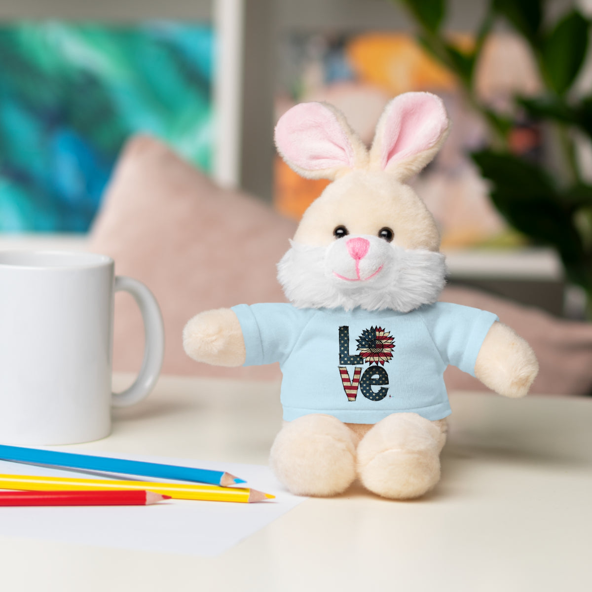 Patriotic 'LOVE' Plush Bear with Tee — Cute Stuffed Animal Gift