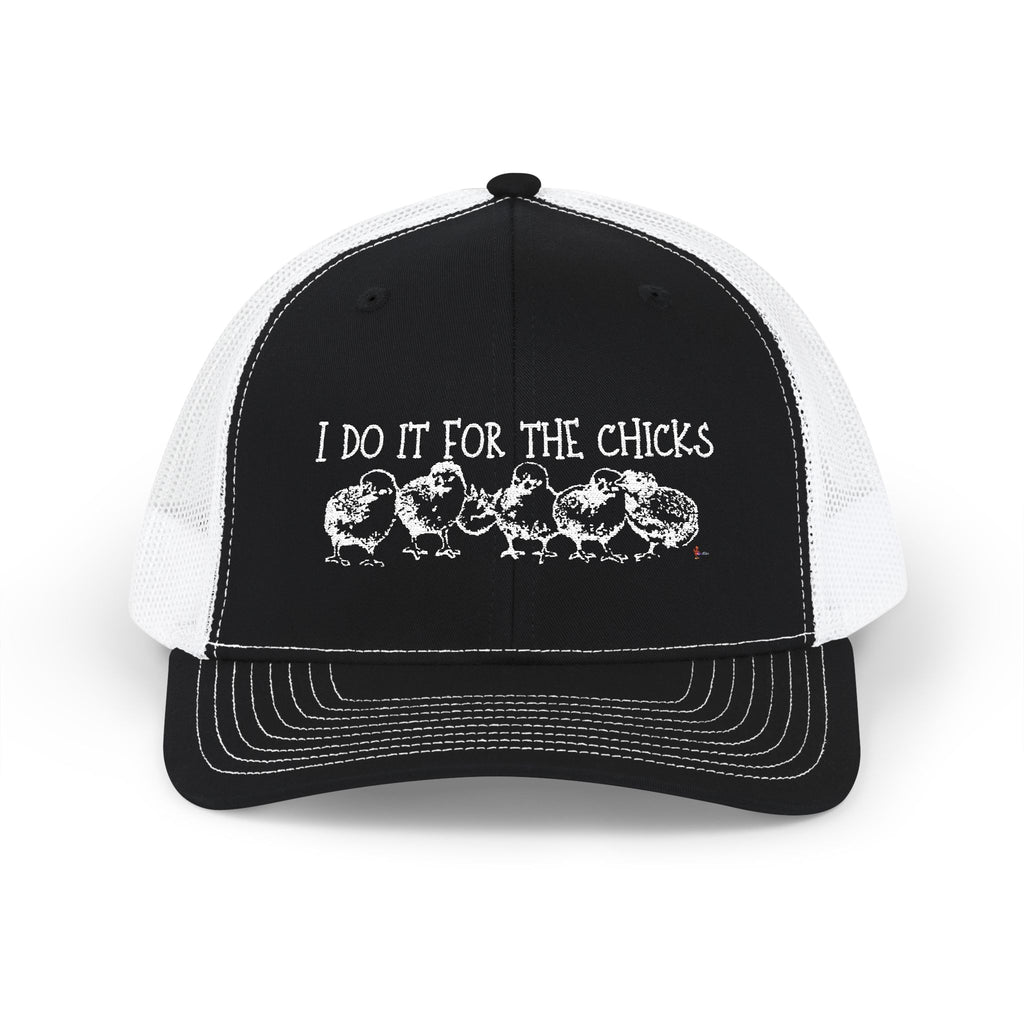 "I Do It For The Chicks" Embroidered Mesh Snapback Trucker Cap