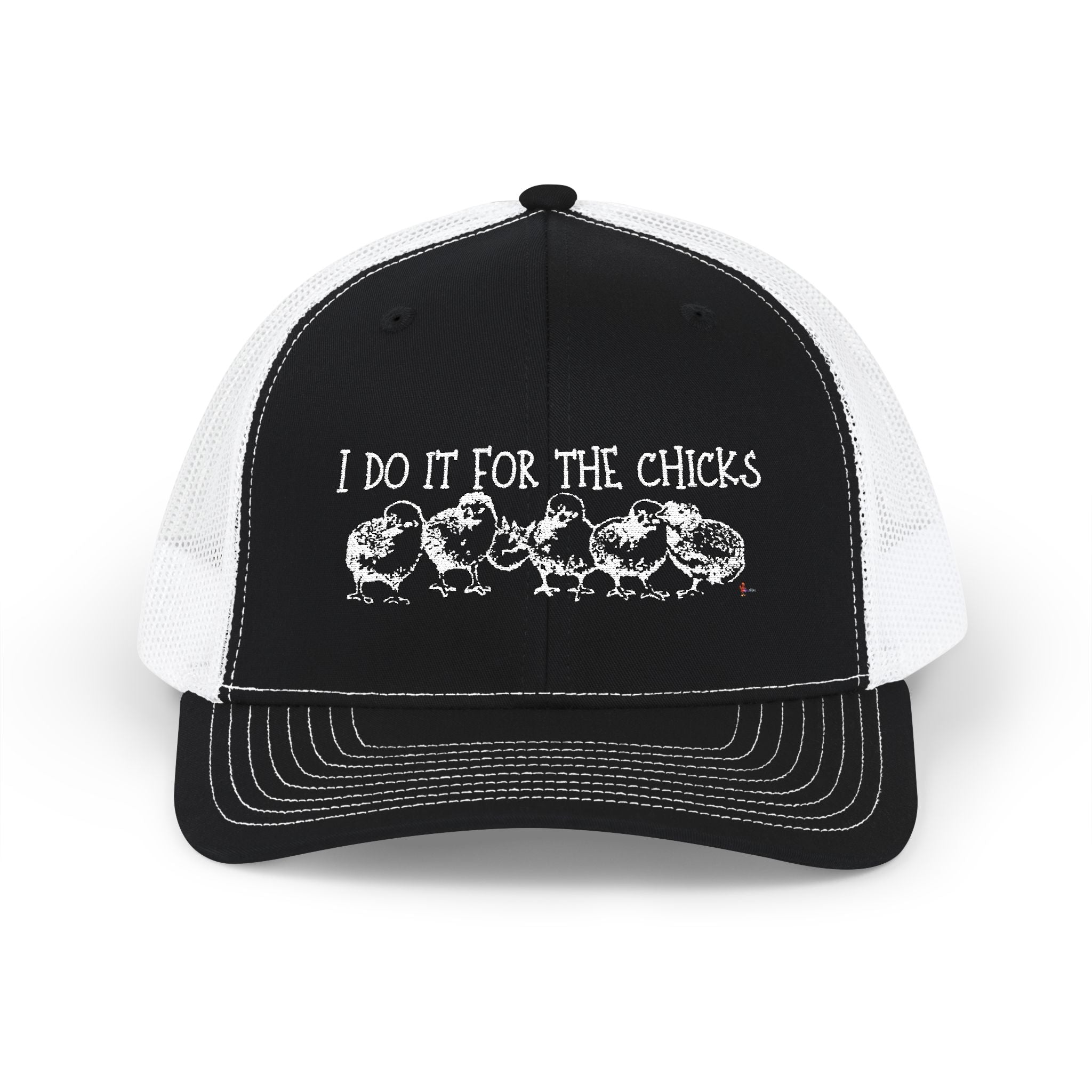 "I Do It For The Chicks" Embroidered Mesh Snapback Trucker Cap